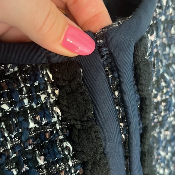 Tory Burch Anabelle Coat, boucle tweed, navy blue and black, size 6(Small) - Picture 17 of 17